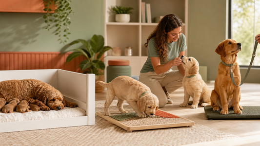 Newborn, transitional, socialization and adolescent puppy development scenes
